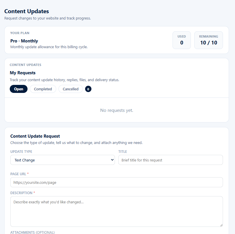 content update request