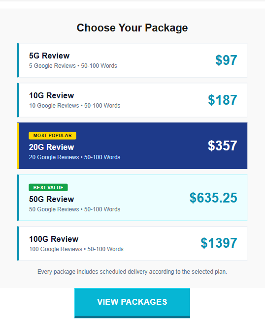 Smoke and Mirrors: How Agencies Fake Local Authority Pricing packages offering 5 to 100 Google reviews with scheduled delivery